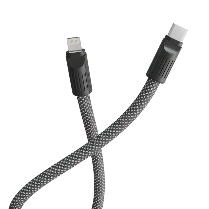 Levelo Tugo USB-C to Lightning 30W Braided Lanyard Cable 0.3M – Black & Grey - Image 2