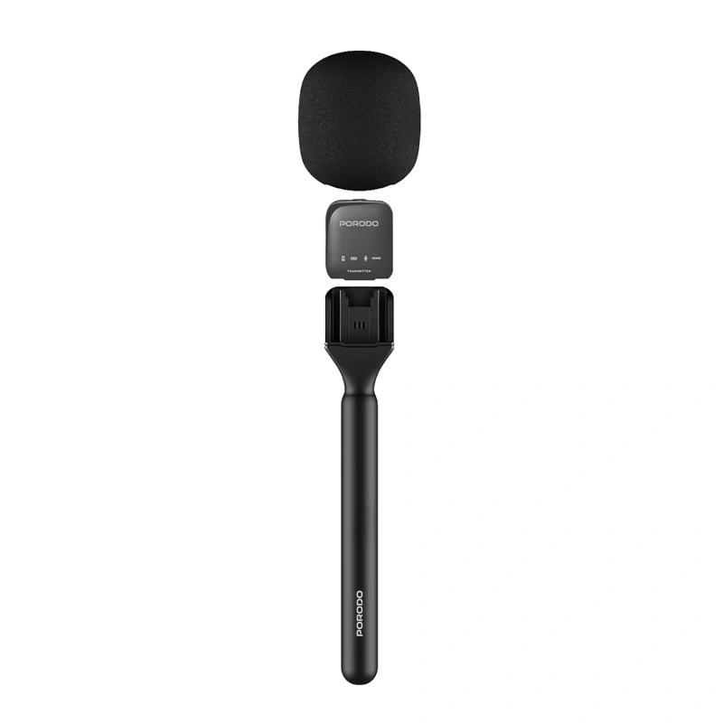 Porodo 2.4GHz Bluetooth Microphone with Transmitter, Receiver & Noise Reduction 400mAh – Black - Image 2
