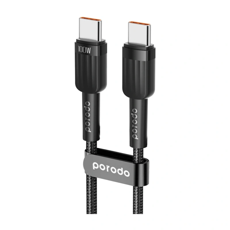 Porodo 50W Dual-Port Car Charger with USB-C to Lightning Cable – Black - Image 3