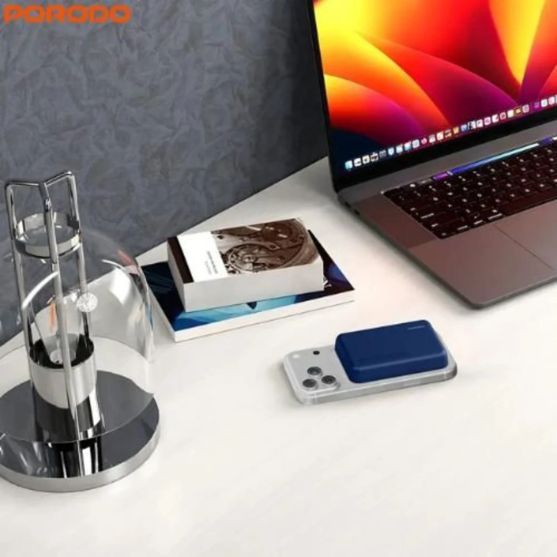 Porodo BLUVORA 15W Wireless + PD 20W MagSafe Power Bank 10000mAh – Blue - Image 3