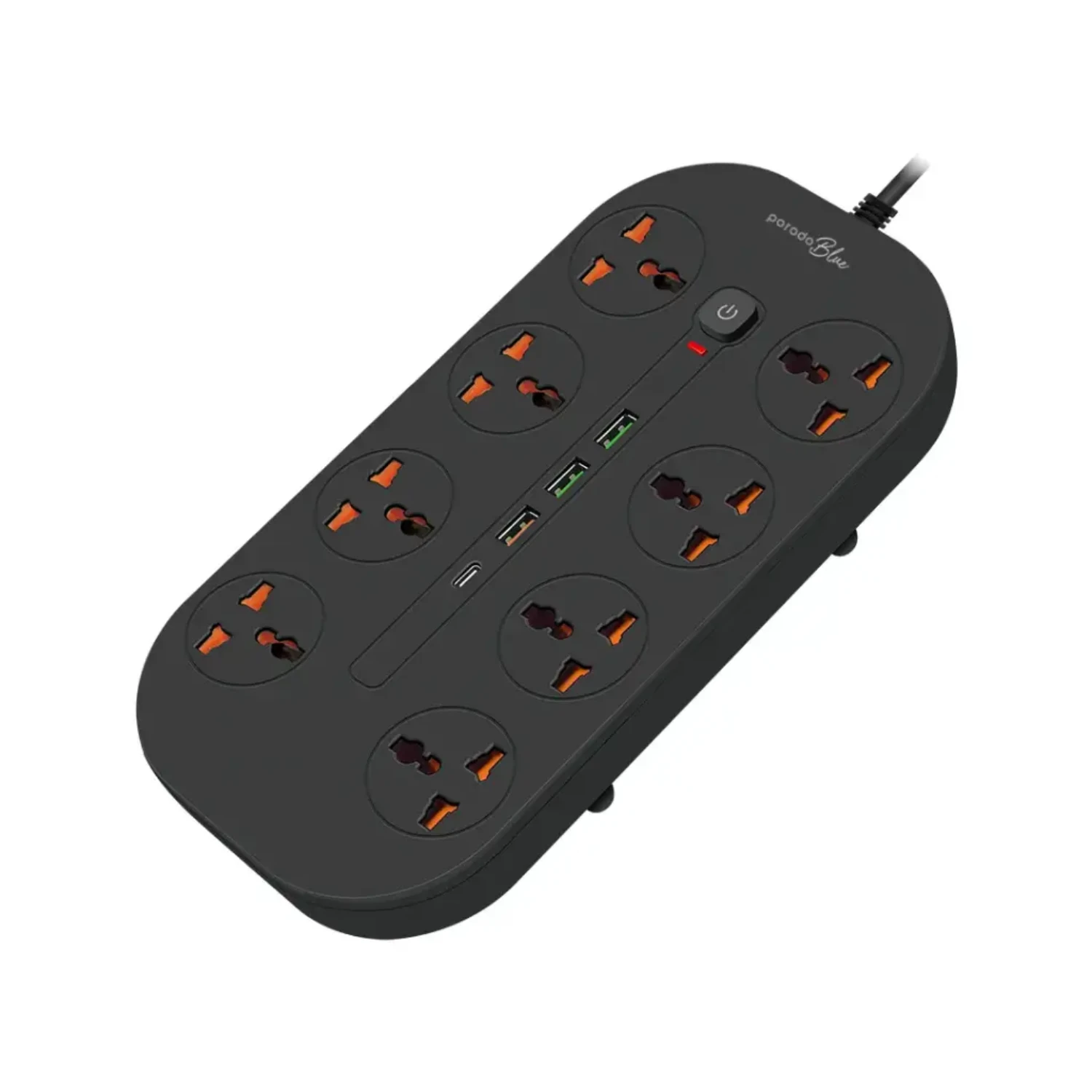 Porodo Blue 8-Outlet AC Power Socket with USB-C & USB-A Ports UK 3m – Black Porodo Blue 8-Outlet AC Power Socket with USB-C & USB-A Ports UK 3m – Black - Image 1