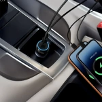 Porodo Blue Riva 60W Dual USB-C Car Charger with USB-C to USB-C Cable – Black - Image 3