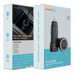 Porodo Blue Riva 60W Dual USB-C Car Charger with USB-C to USB-C Cable – Black