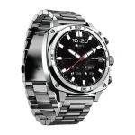 Porodo Chrono Steel 1.43" AMOLED Smartwatch with Wireless Charging & Metal Strap – Silver
