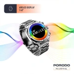 Porodo Chrono Steel 1.43" AMOLED Smartwatch with Wireless Charging & Metal Strap – Silver - Image 2
