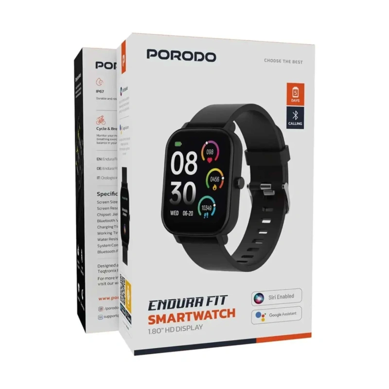 Porodo Endura Fit Active Pro 1.80" HD Smartwatch – Black - Image 3