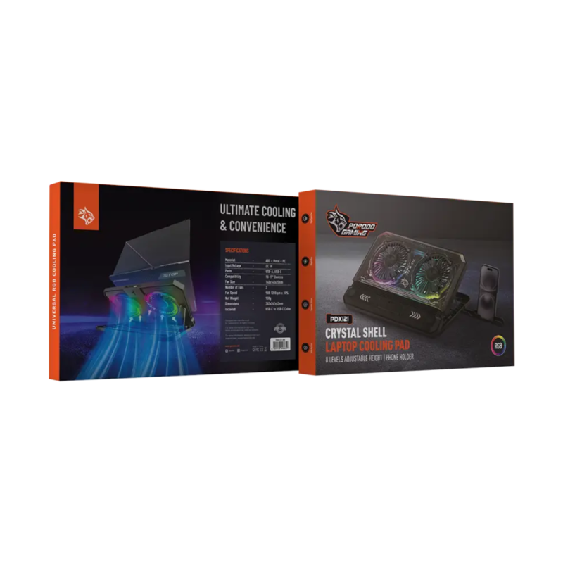 Porodo Gaming Laptop Cooling Pad with Phone Holder - Image 4