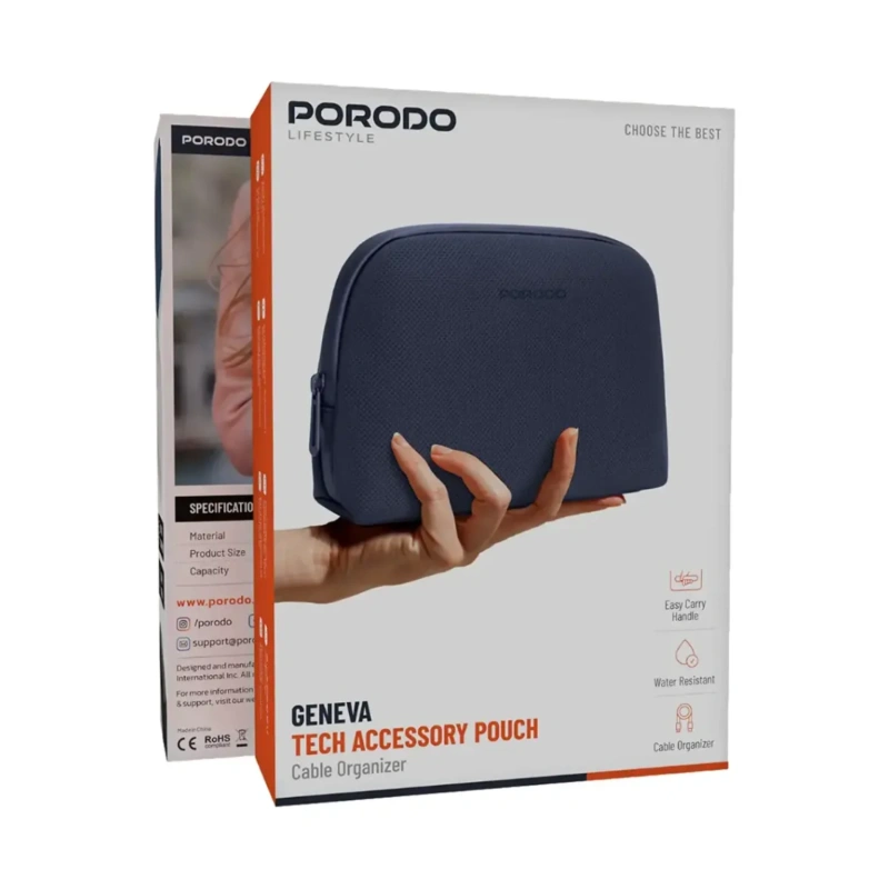 Porodo Lifestyle Geneva Pouch with Handle - Blue - Image 6