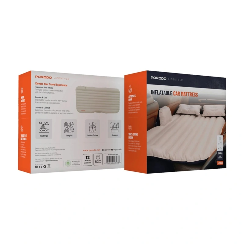 Porodo Lifestyle Inflatable Car Mattress - Beige - Image 4