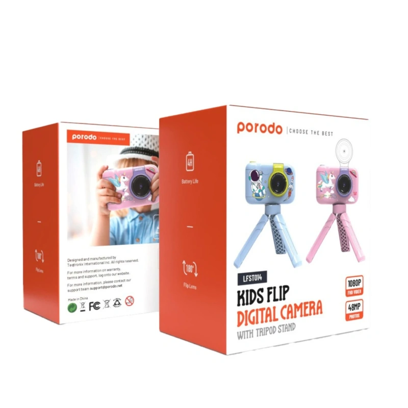 Porodo Lifestyle Kids Flip Camera with Tripod Stand 1000mAh – Blue - Image 5