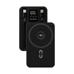 Porodo Magnetic Wireless Power Bank 10000mAh with Built-in USB-C & Lightning Cables – Black