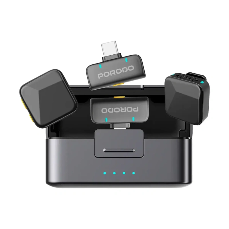 Porodo Orion Lavalier Microphone with 70mAh Mic & 650mAh Case – Apple & USB-C – Black - Image 2
