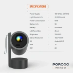 Porodo Premiere 65W Portable Smart Projector 1080P Android 13 - Grey - Image 2