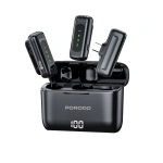 Porodo Professional Wireless Dual Microphone System with Charging Case – Black - Image 2