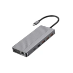 Powerology 13-in-1 USB-C Hub 4K HDMI 100W PD Ethernet SD MicroSD 3.5mm - Dark - Image 3