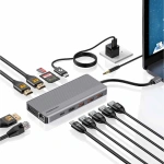 Powerology 13-in-1 USB-C Hub 4K HDMI 100W PD Ethernet SD MicroSD 3.5mm - Dark - Image 4