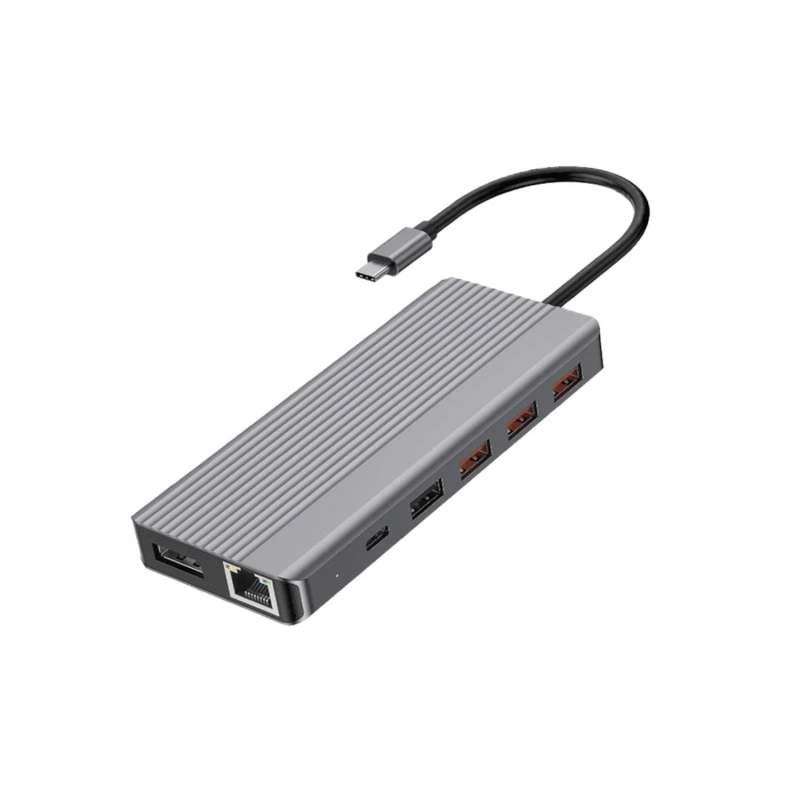 Powerology 13-in-1 USB-C Hub 4K HDMI 100W PD Ethernet SD MicroSD 3.5mm - Dark - Image 3