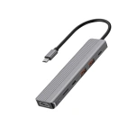 Powerology 6-in-1 Slim USB-C Hub 4K HDMI 100W PD USB MicroSD - Dark Grey - Image 2
