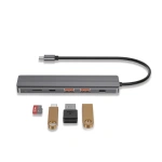 Powerology 6-in-1 Slim USB-C Hub 4K HDMI 100W PD USB MicroSD - Dark Grey