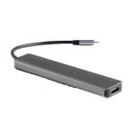 Powerology 6-in-1 Slim USB-C Hub 4K HDMI 100W PD USB MicroSD - Dark Grey - Image 5