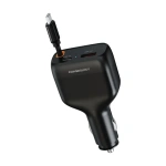 Powerology 81W Car Charger with Retractable USB-C Cable - Black