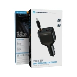 Powerology 81W Car Charger with Retractable USB-C Cable - Black - Image 4
