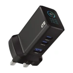 Powerology GaNex 67W GaN Wall Charger USB-C & USB-A with TFT Display - Black