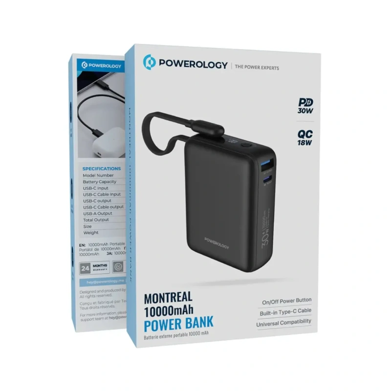 Powerology Montreal 10000mAh Power Bank - Black - Image 3