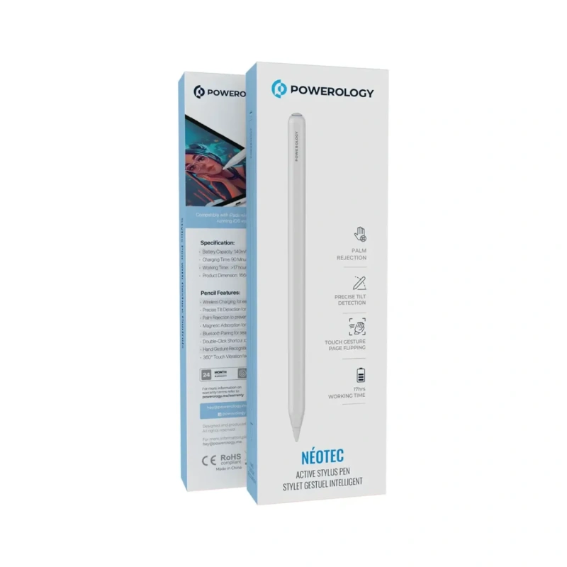 Powerology Neotec Gesture Bluetooth Stylus Pen - White - Image 4