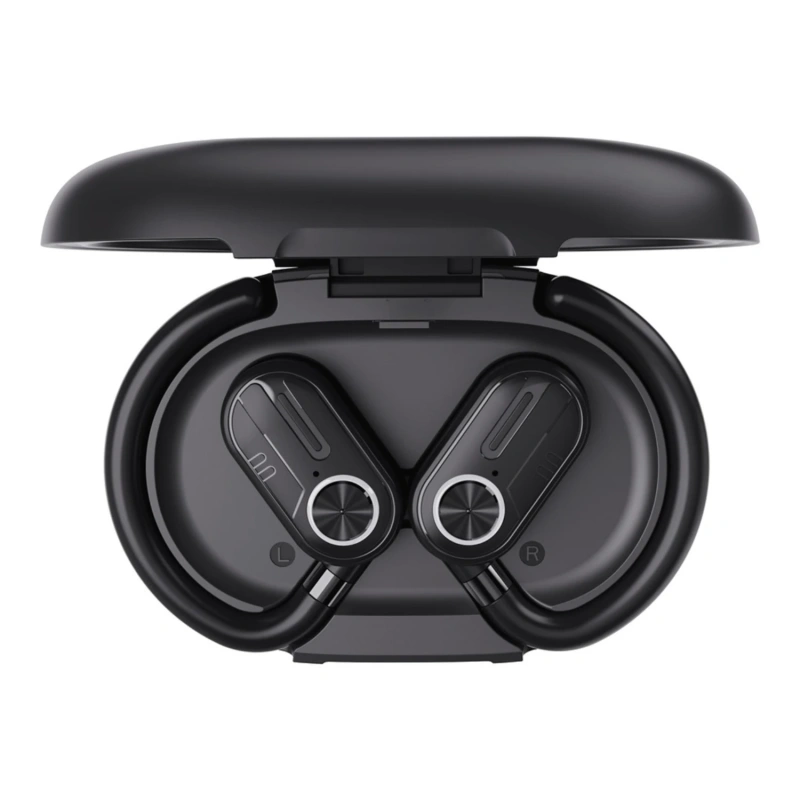 Powerology Open-Ear Air Conduction ENC TWS Earbuds with Display Case - Black - Image 3