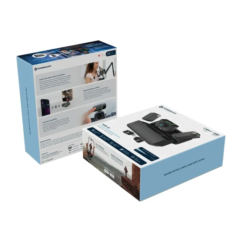 Powerology Pure Q1 AI Noise-Cancelling Microphone with Touch Screen - Black - Image 5