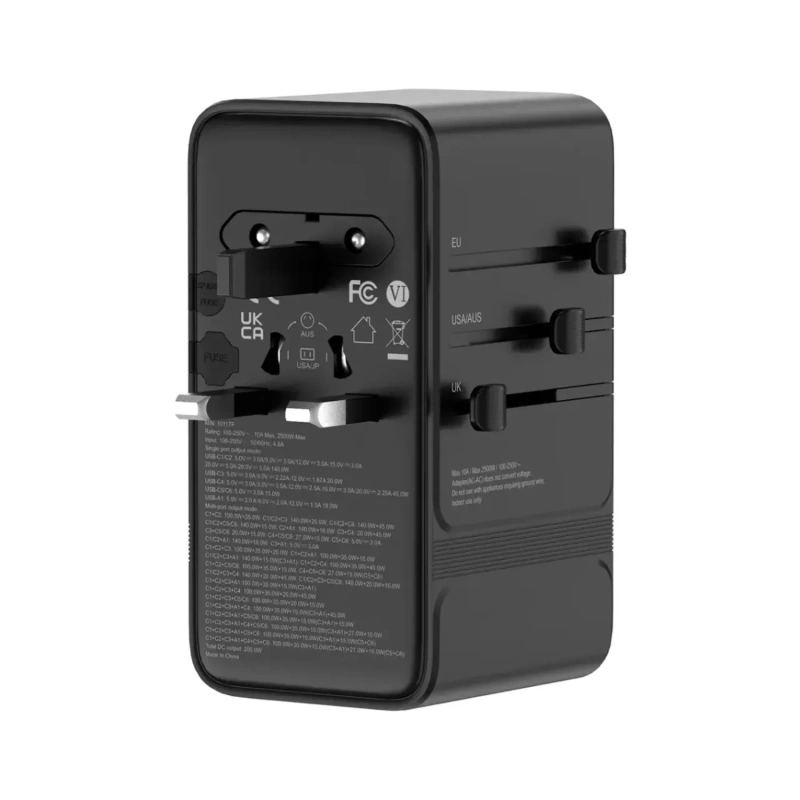 Powerology Spetrova 205W Travel Powerstation 6x USB-C GaN III - Black - Image 5