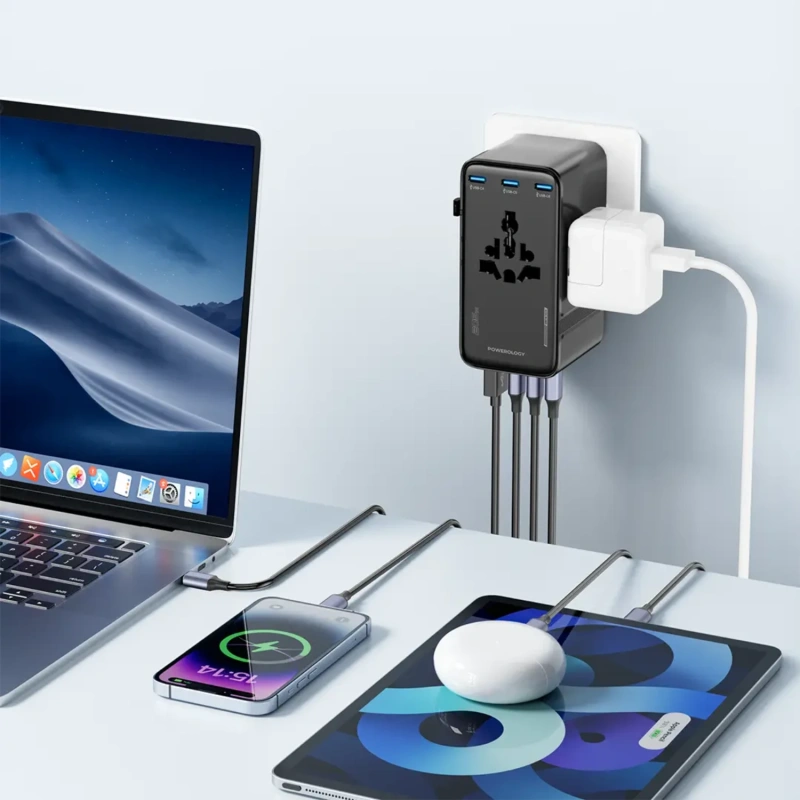 Powerology Spetrova 205W Travel Powerstation 6x USB-C GaN III - Black - Image 6