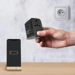 Powerology Universal Travel Adapter PD 45W with 2.4A USB-A - Black - Image 3