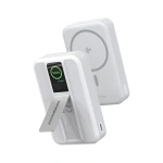 Powerology Vision 10000mAh 30W Power Bank with 15W Qi2 Wireless & TFT Screen - White