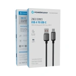 Powerology Zinc Alloy USB-A to USB-C Braided Cable 15W - Black - Image 3