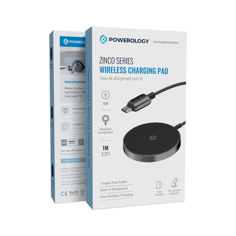 Powerology Zinco Wireless Charging Pad - Dark Grey - Image 3